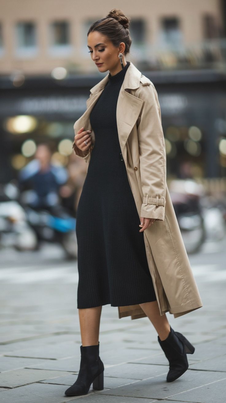 Der zeitlose Klassiker Midikleid und taillierter Mantel 2 7 stilvolle Kombinationen aus Kleidern und Jacken fur den Winter Modalova 1