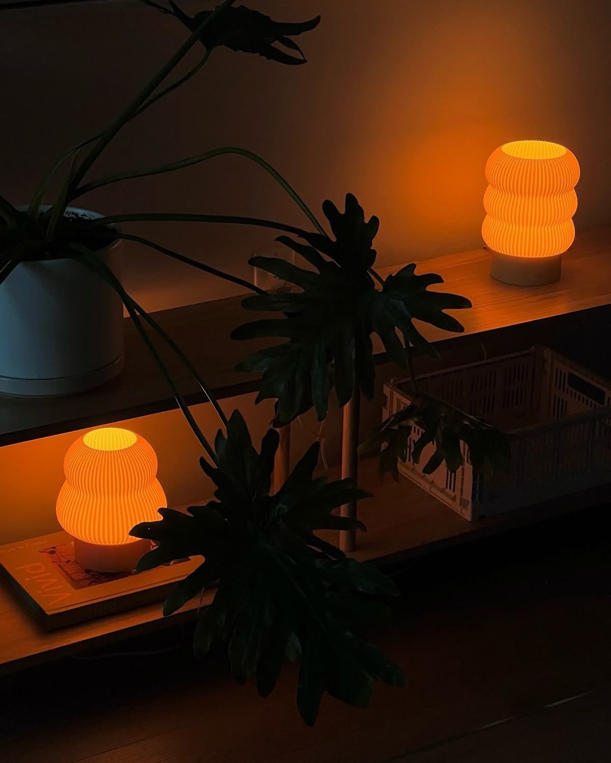 Decoration with orange accent lamps