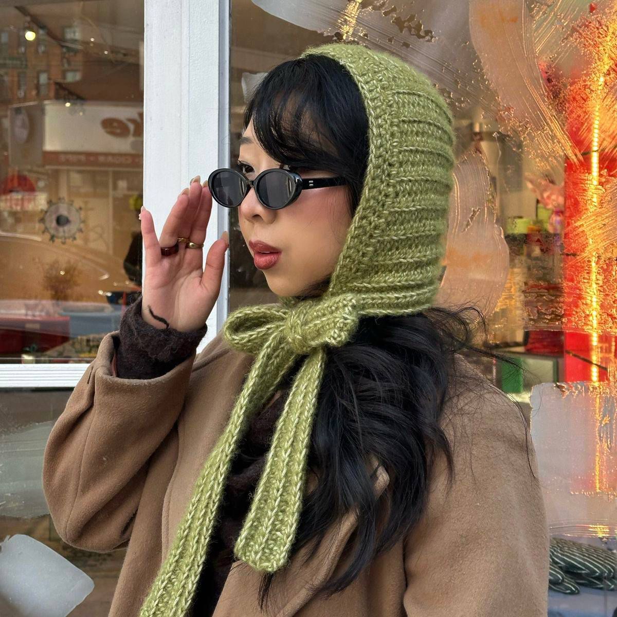 Crochet balaclava with a knot