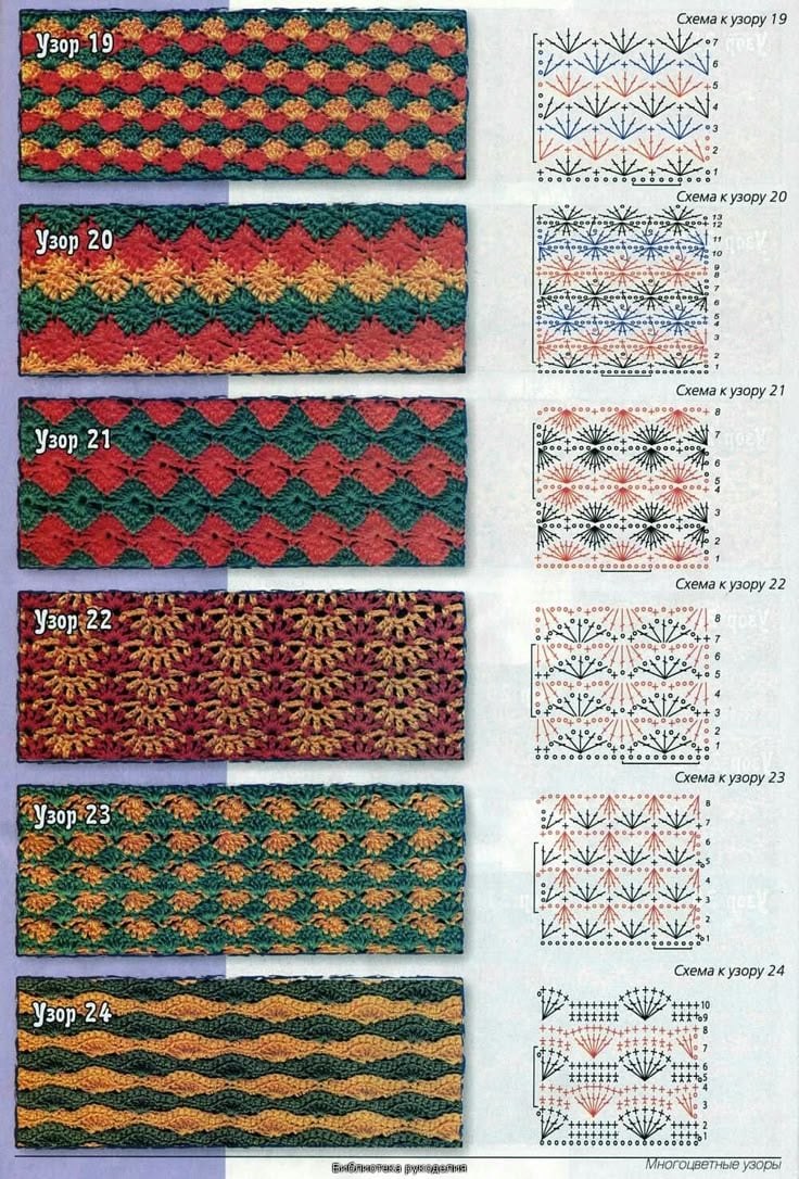 Different crochet patterns with template
