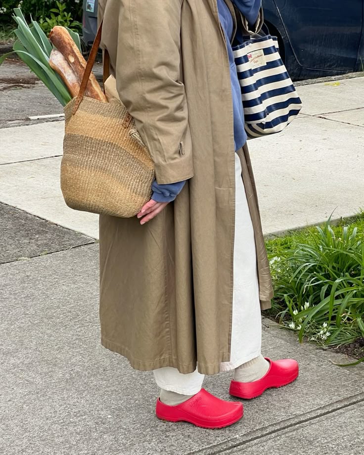 Look with colorful garden clogs