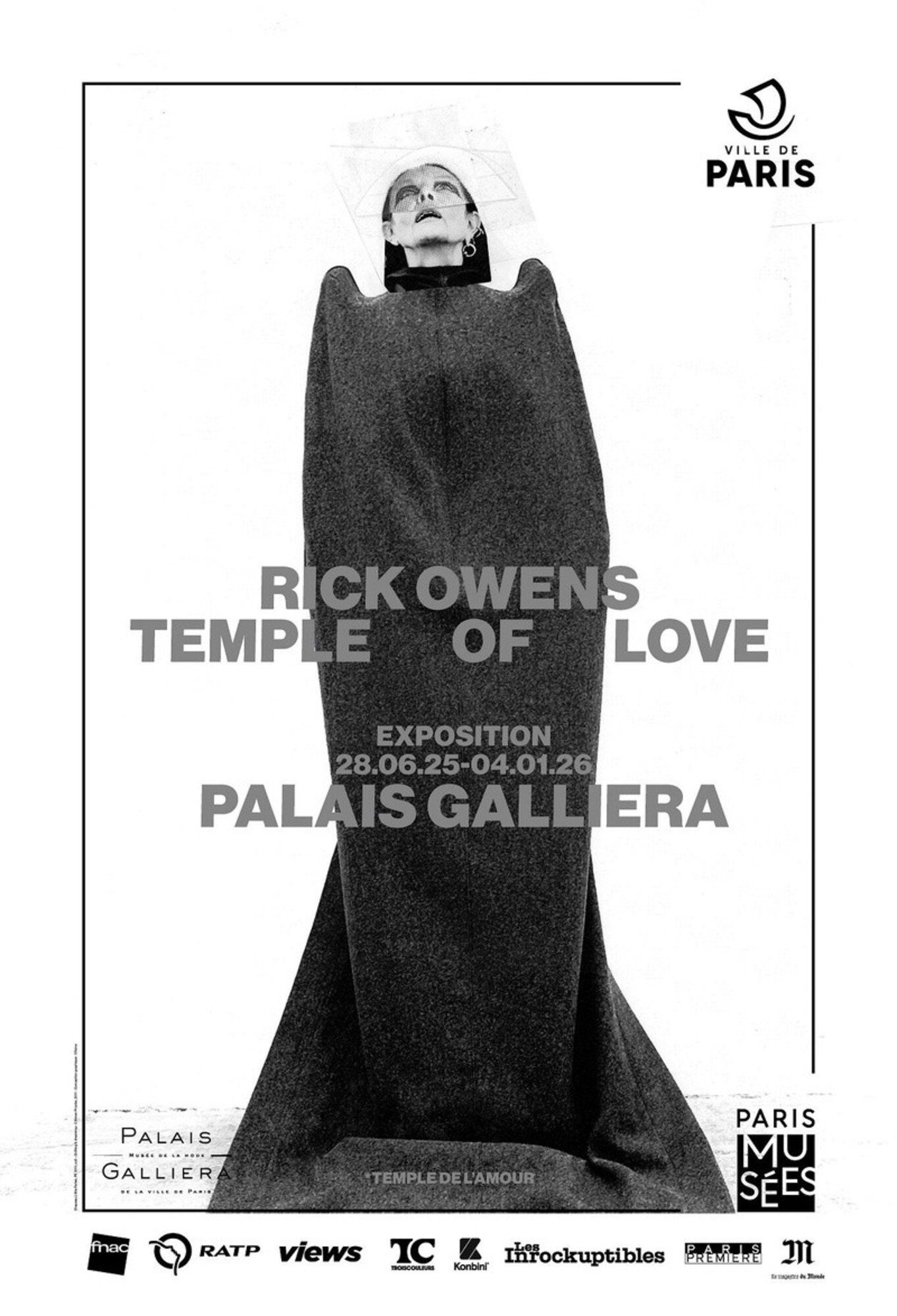 Rick Owens, Temple of Love: Between Creation and Denunciation 1 Affiche exposition Rick Owens, Temple of Love au Palais Galliera, retour Modalova