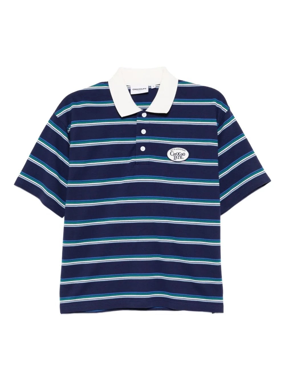 Chocolate short-sleeve striped polo
