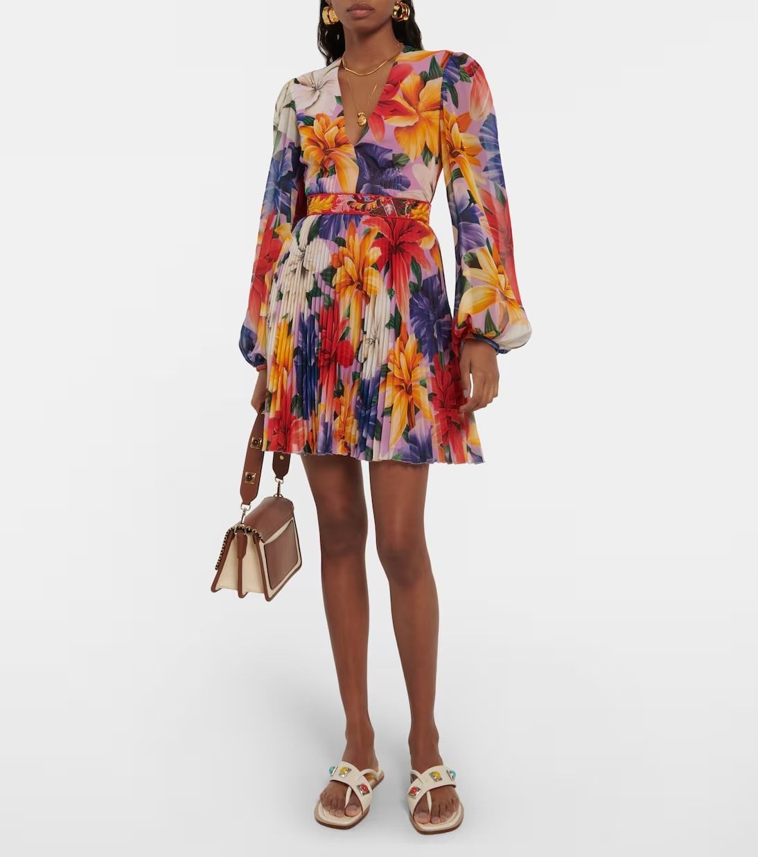 Etro floral short long-sleeve dress