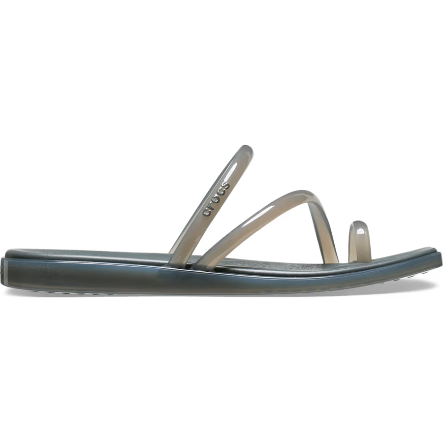 Jelly shoes make a comeback in spring trends? 27 Grey Crocs Miami jelly toe loop sandals