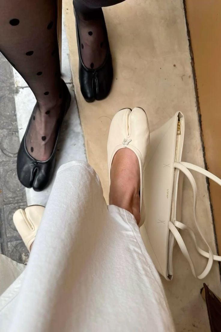 Cream Tabi ballet flats