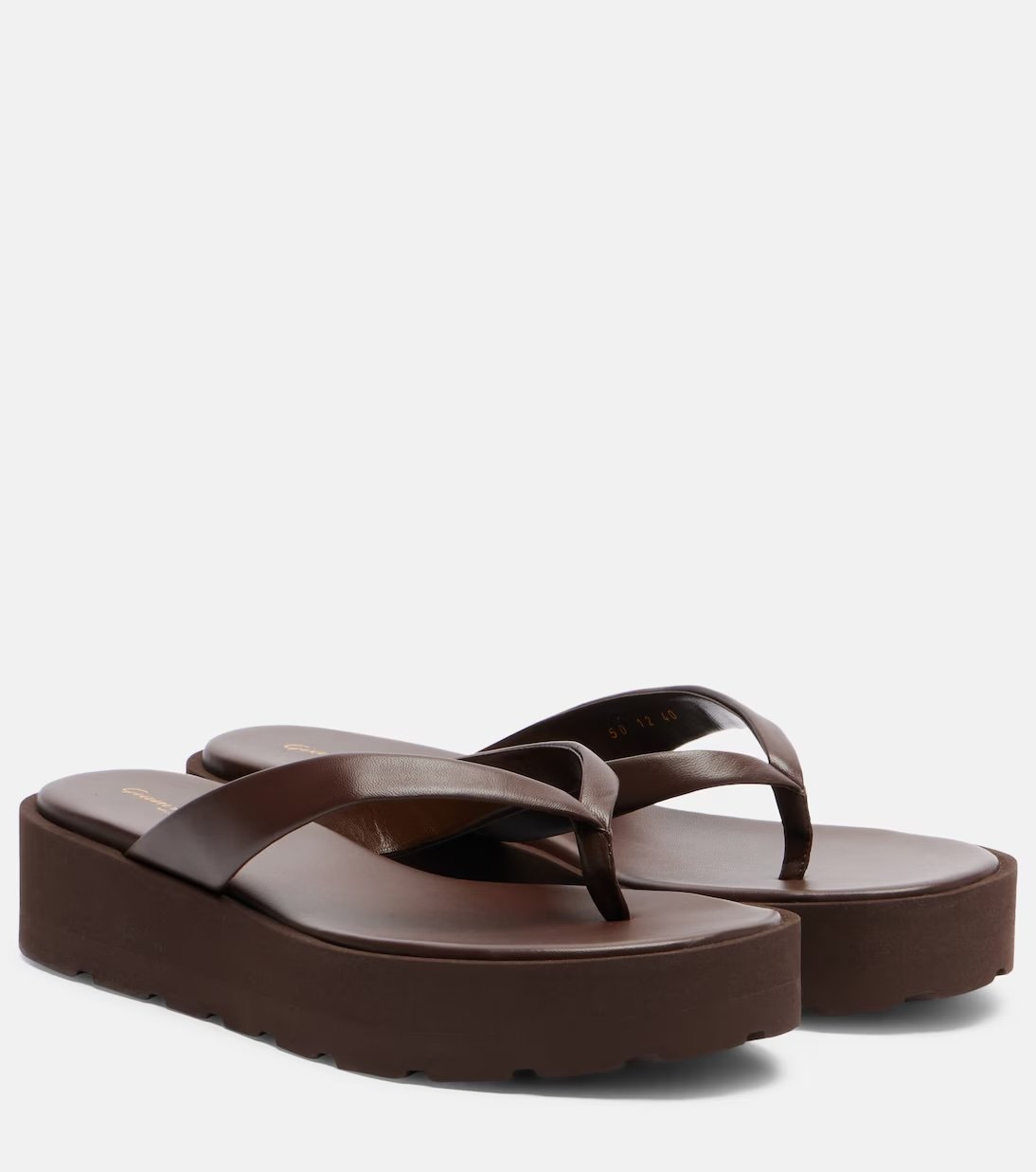 Brown leather wedge flip-flops Gianvito Rossi