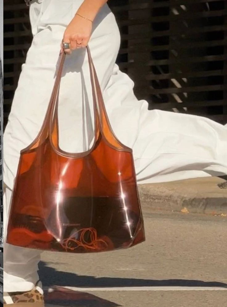 Brown transparent tote bag
