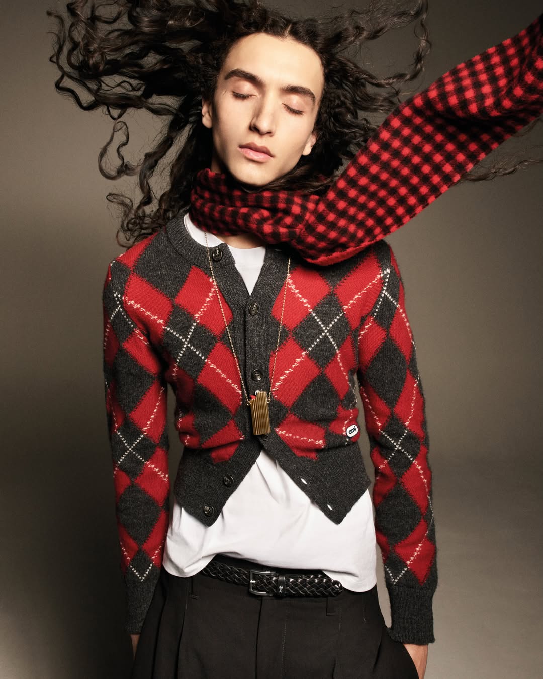 Tartan and Argyle as Signature Patterns This Autumn 6 Ami Paris argyle pattern cardigan